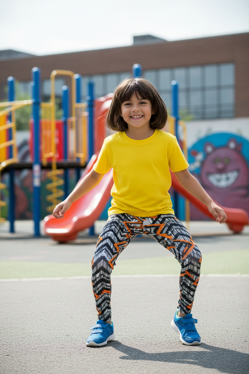 Child wearing Hazards leggings - lifestyle