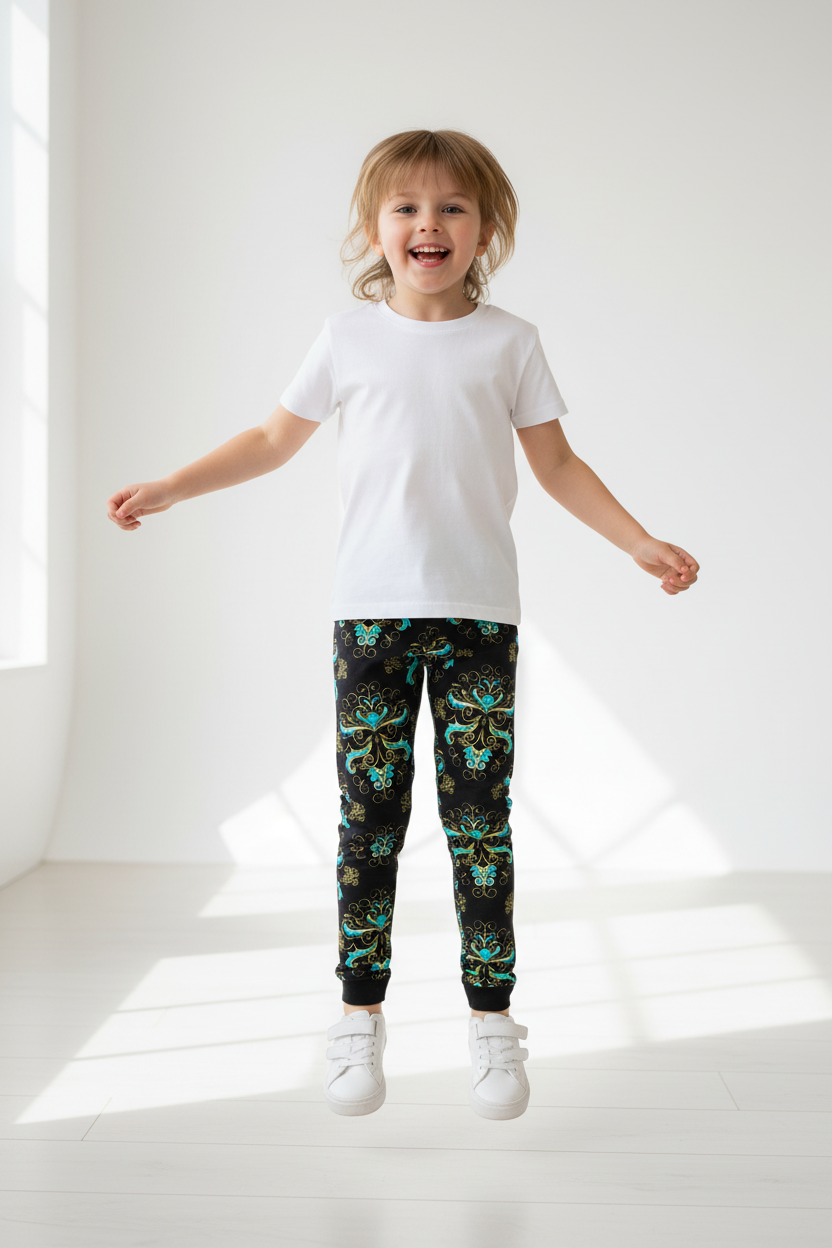 Child wearing Masquerade leggings - pose