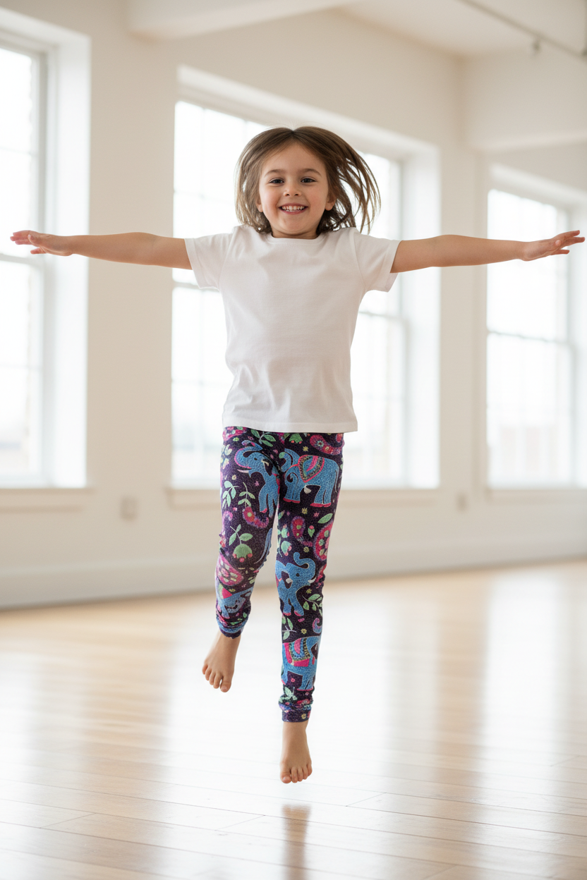 Child wearing Hippy Trunks leggings - pose