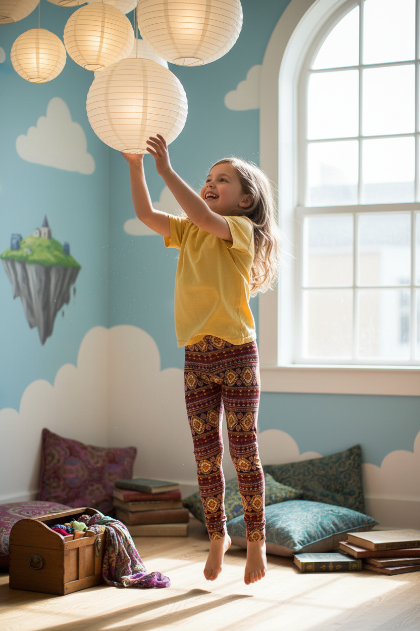 Child wearing Magic Carpet leggings - lifestyle
