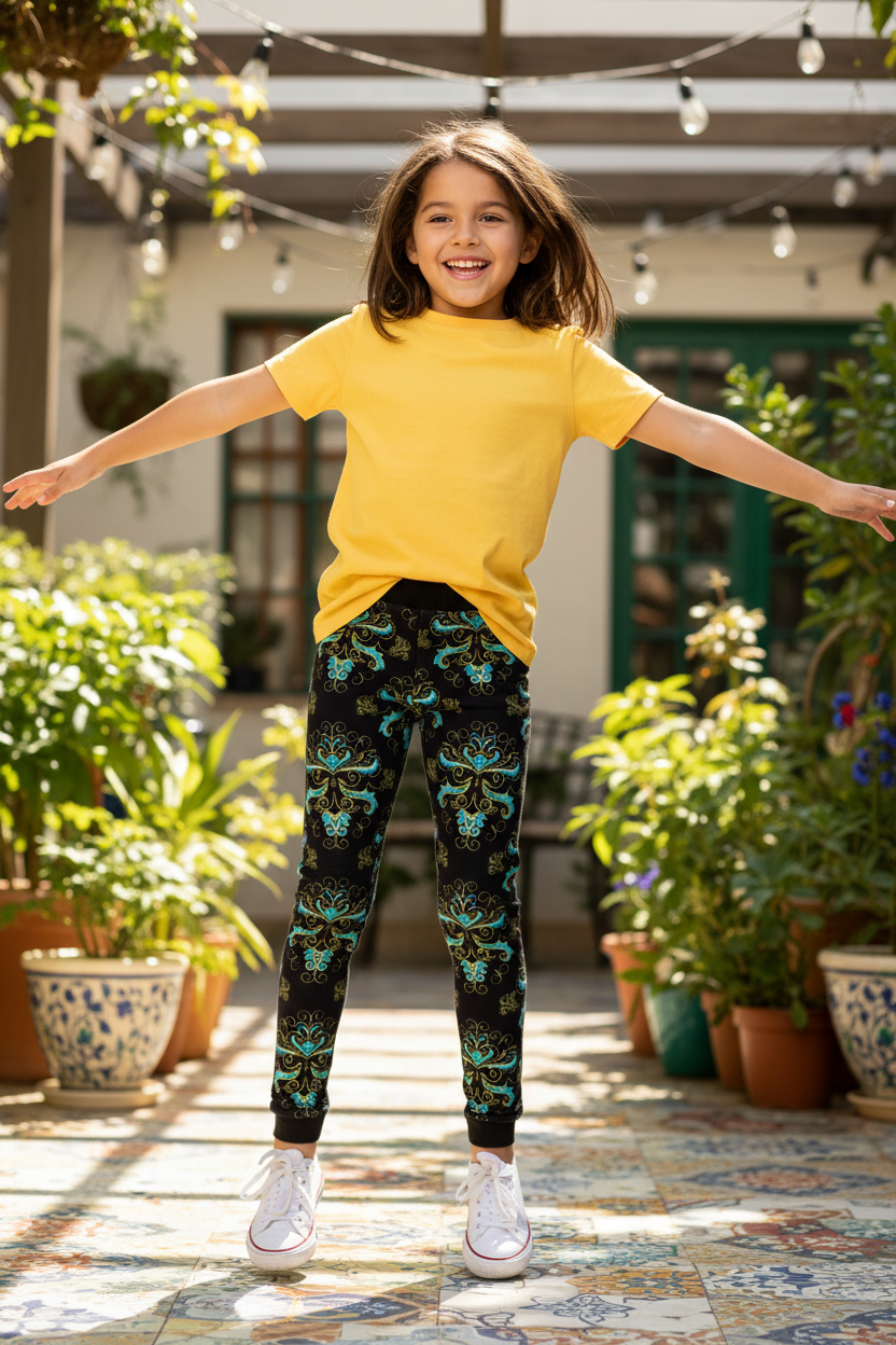 Child wearing Masquerade leggings - lifestyle