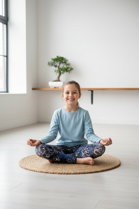 Child wearing Mesmerizing leggings - meditation