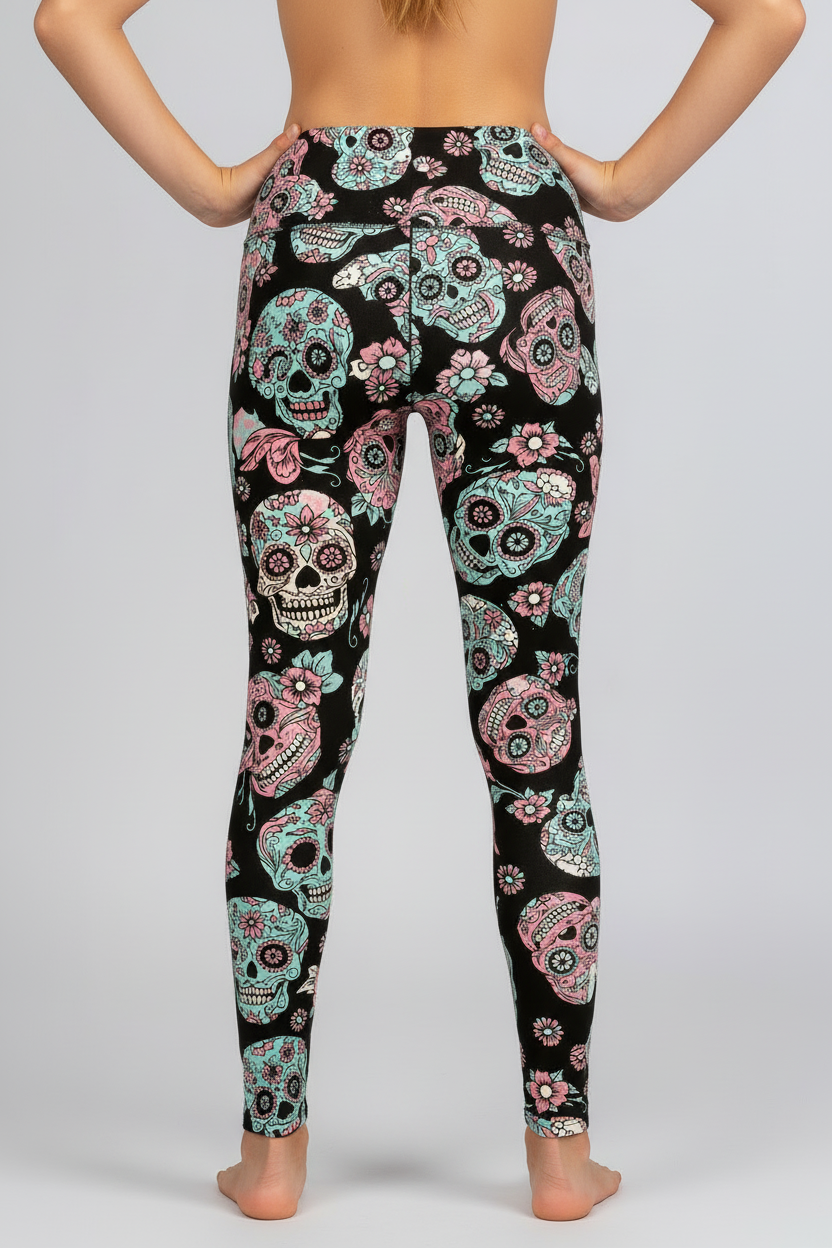 Child wearing Pastel Poison Snake leggings - back view