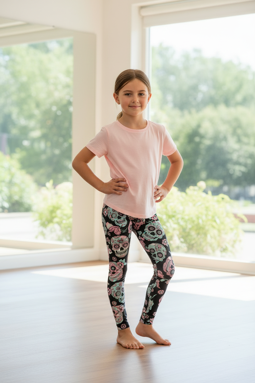 Child wearing Pastel Poison Snake leggings - lifestyle
