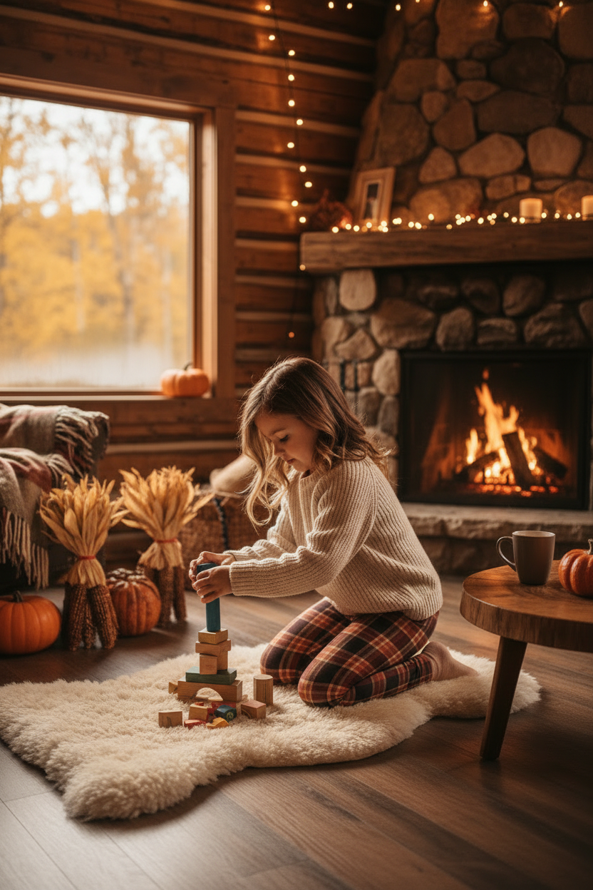 Child wearing Plaid to Meet You leggings - cozy cabin