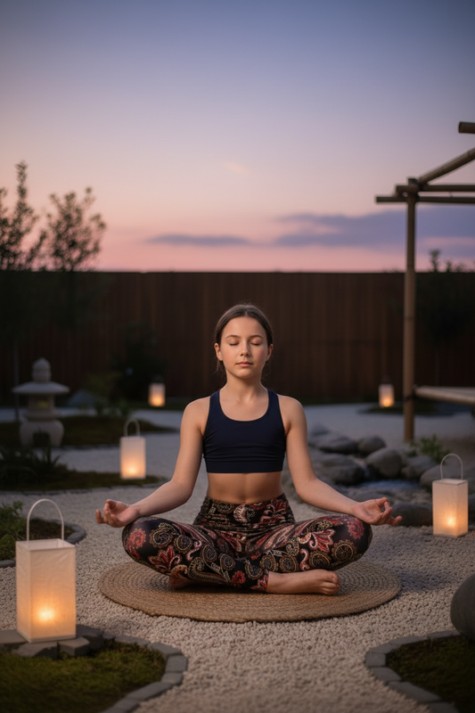 Child yoga meditation - twilight atmosphere
