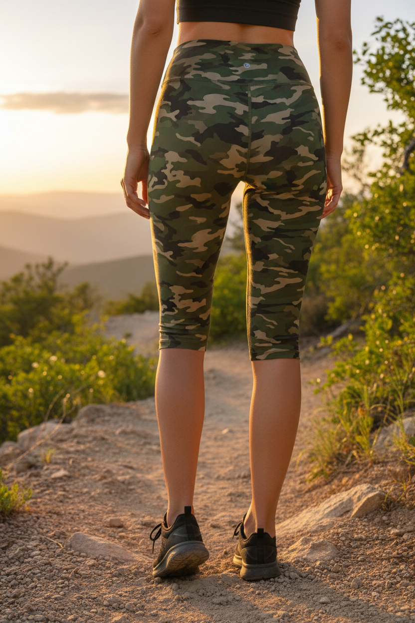 Green Camo capri back view