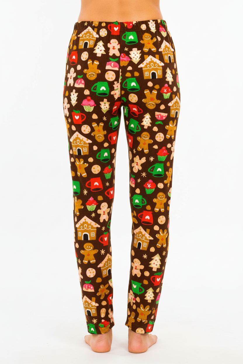 Gingerbread Man printed leggings back view