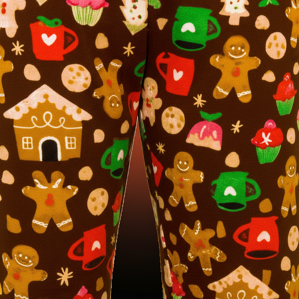 Close-up detail of Gingerbread Man festive cookie print