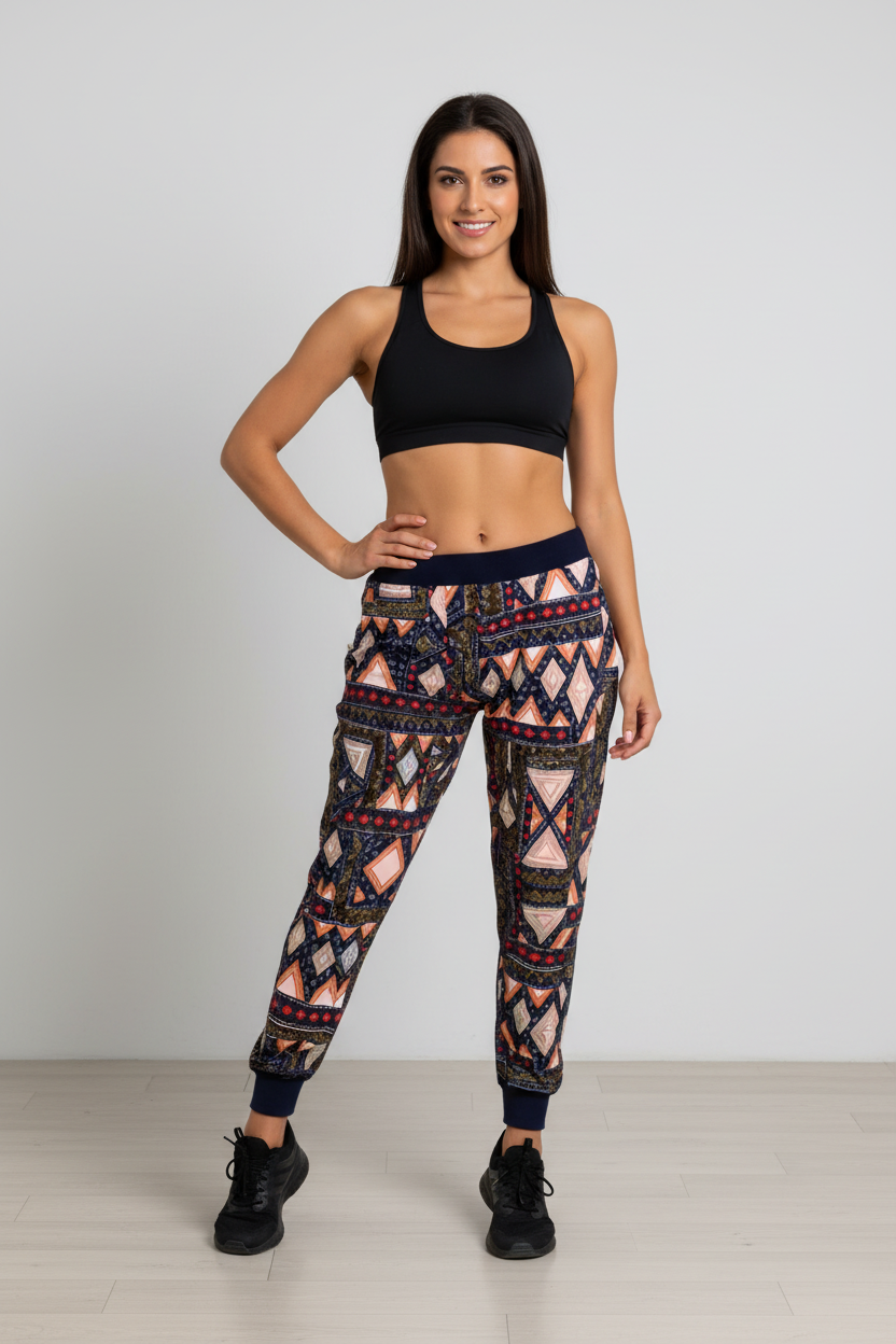 Starry Reflections leggings front view with model showing celestial star print