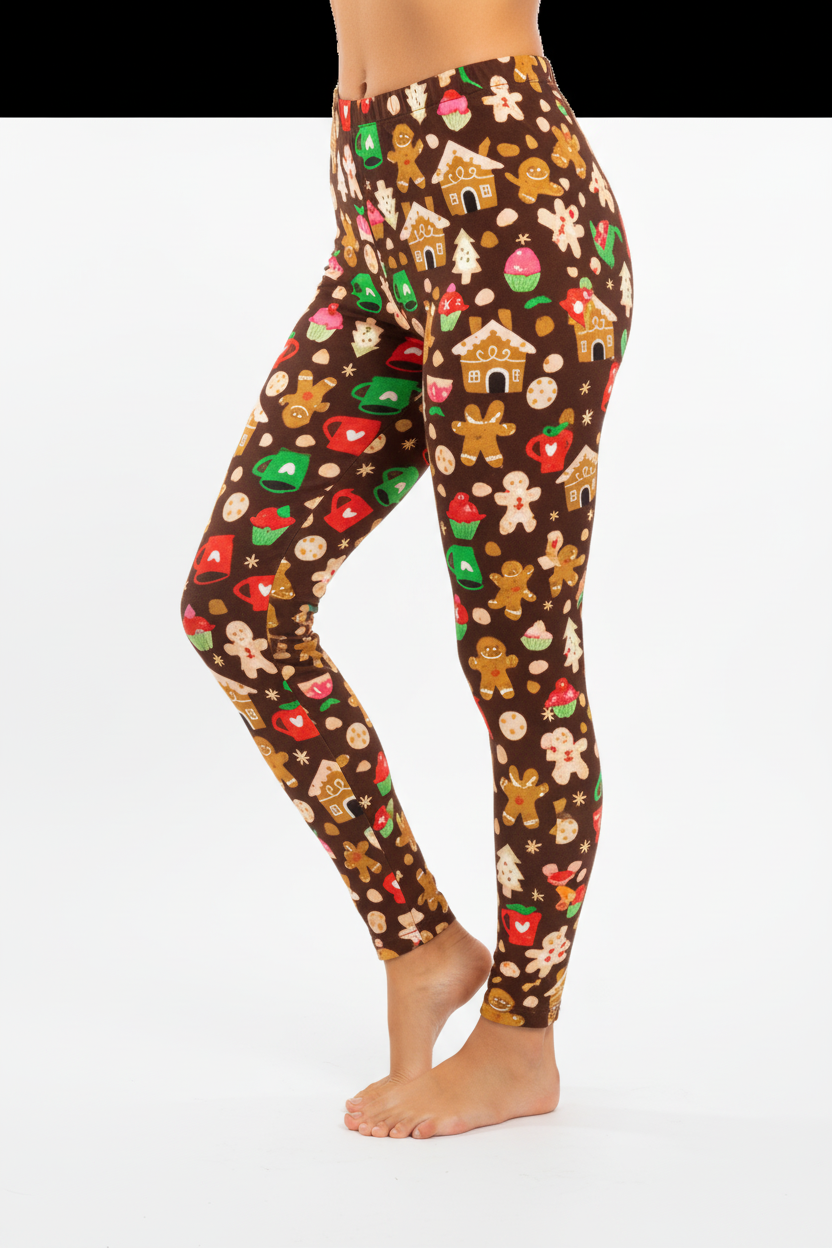 Gingerbread Man leggings side angle view