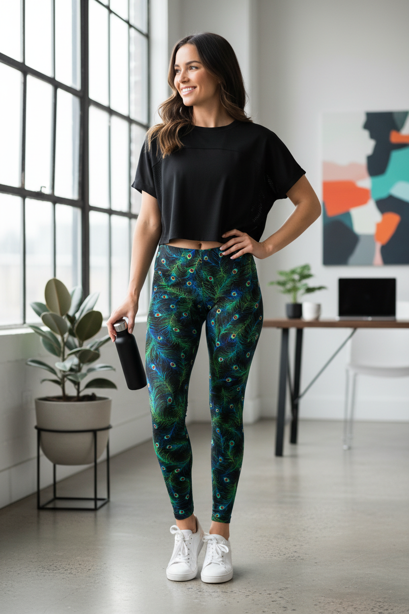 Lifestyle shot of Peacock leggings