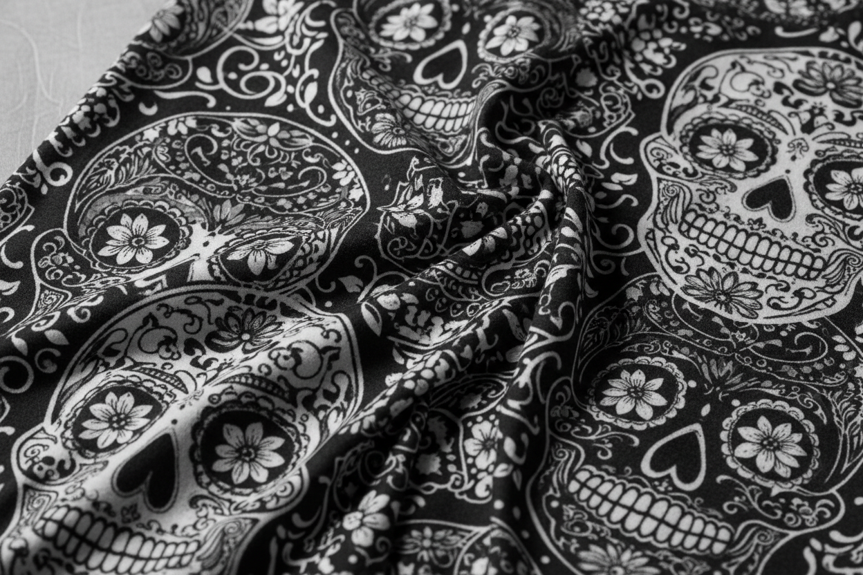 Sugar Skulls Pattern Detail - B&W